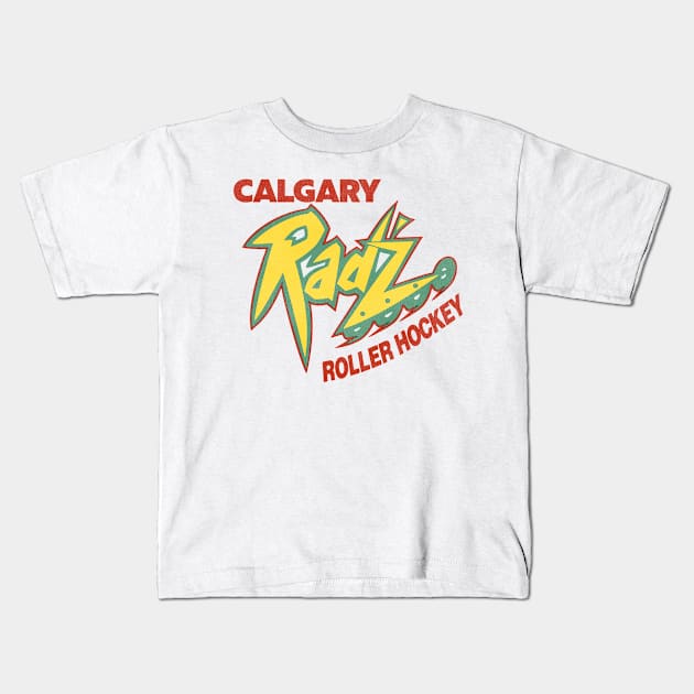 Defunct Calgary Rad'z Roller Derby / Hockey Team Kids T-Shirt by Defunctland